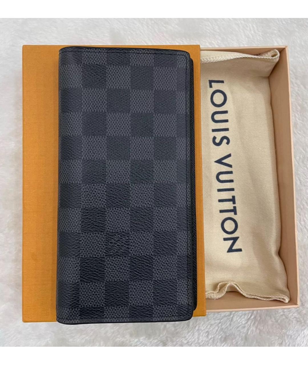 LOUIS VUITTON Черный кожаный кошелек, фото 6