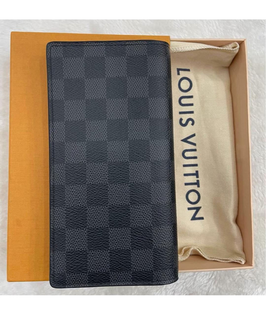 LOUIS VUITTON Черный кожаный кошелек, фото 2