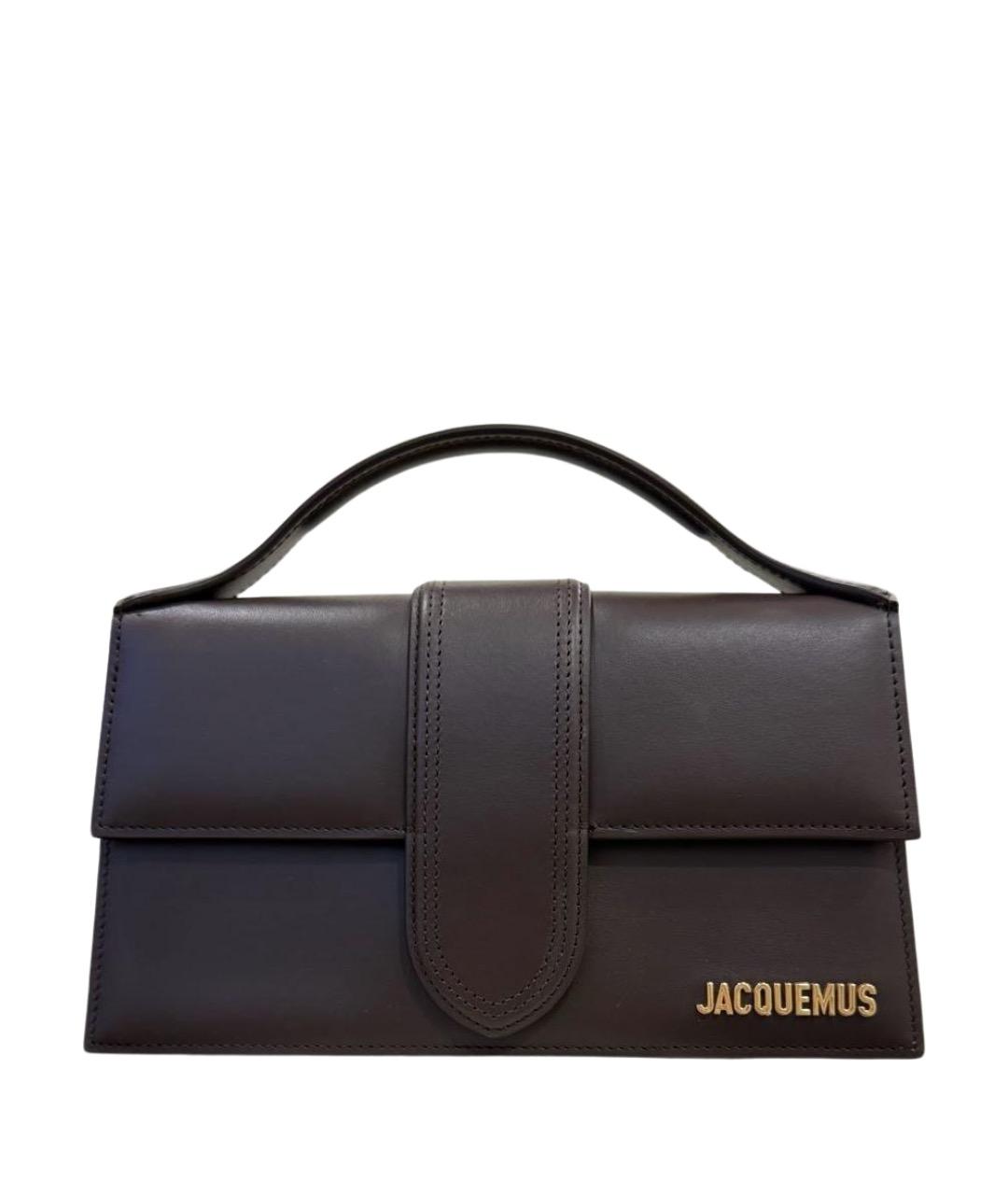 JACQUEMUS Коричневая кожаная сумка с короткими ручками, фото 1