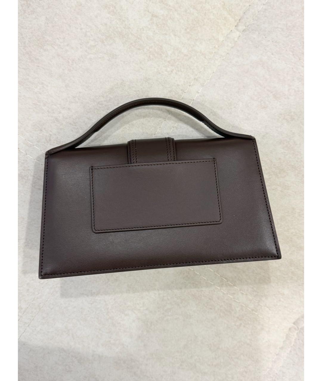 JACQUEMUS Коричневая кожаная сумка с короткими ручками, фото 2