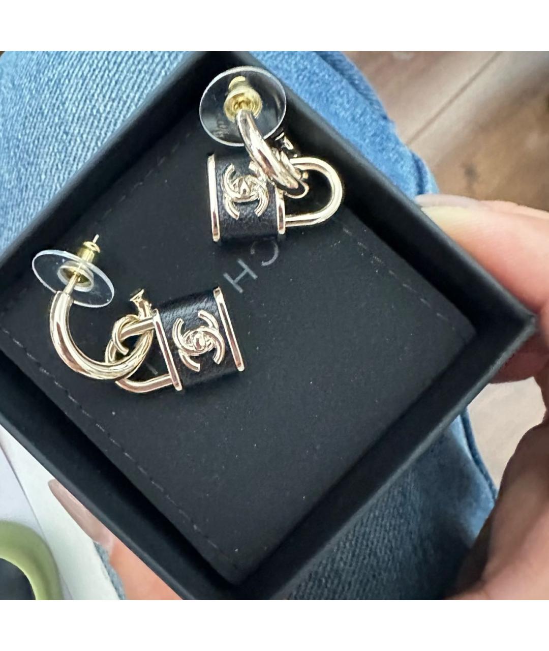 CHANEL Черные серьги, фото 7
