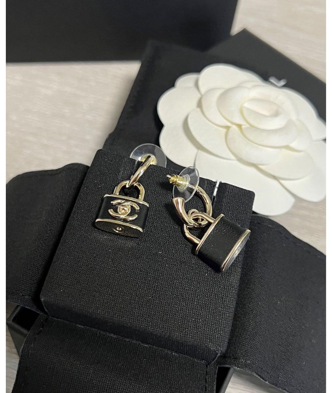 CHANEL Черные серьги, фото 4