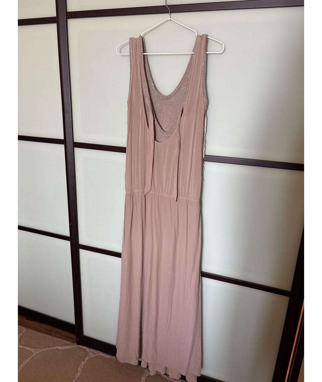 BRUNELLO CUCINELLI Серебряное льняное повседневное платье, фото 3