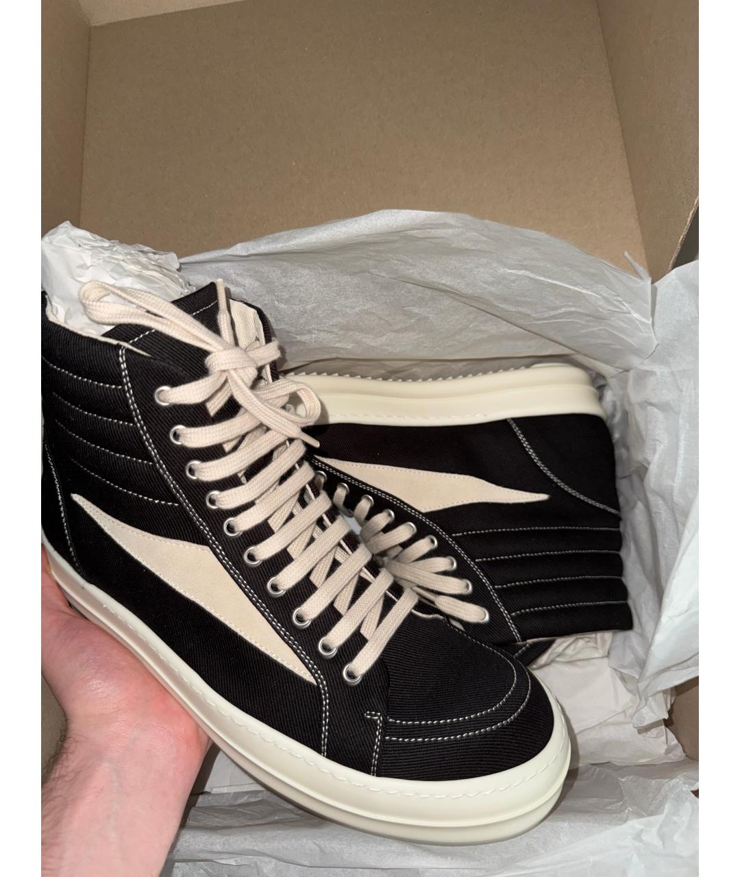 RICK OWENS Черные замшевые высокие кроссовки / кеды, фото 3