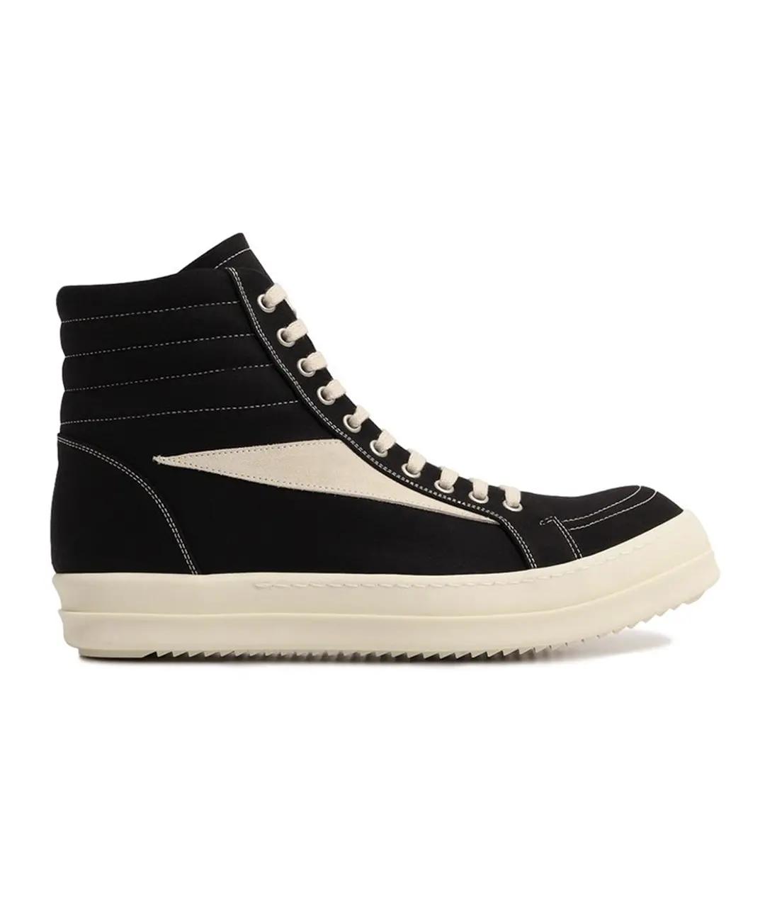 RICK OWENS Черные замшевые высокие кроссовки / кеды, фото 6