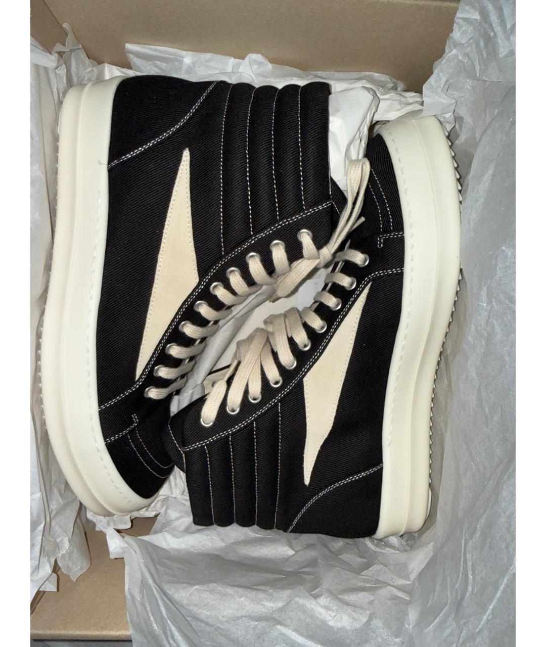 RICK OWENS Черные замшевые высокие кроссовки / кеды, фото 2