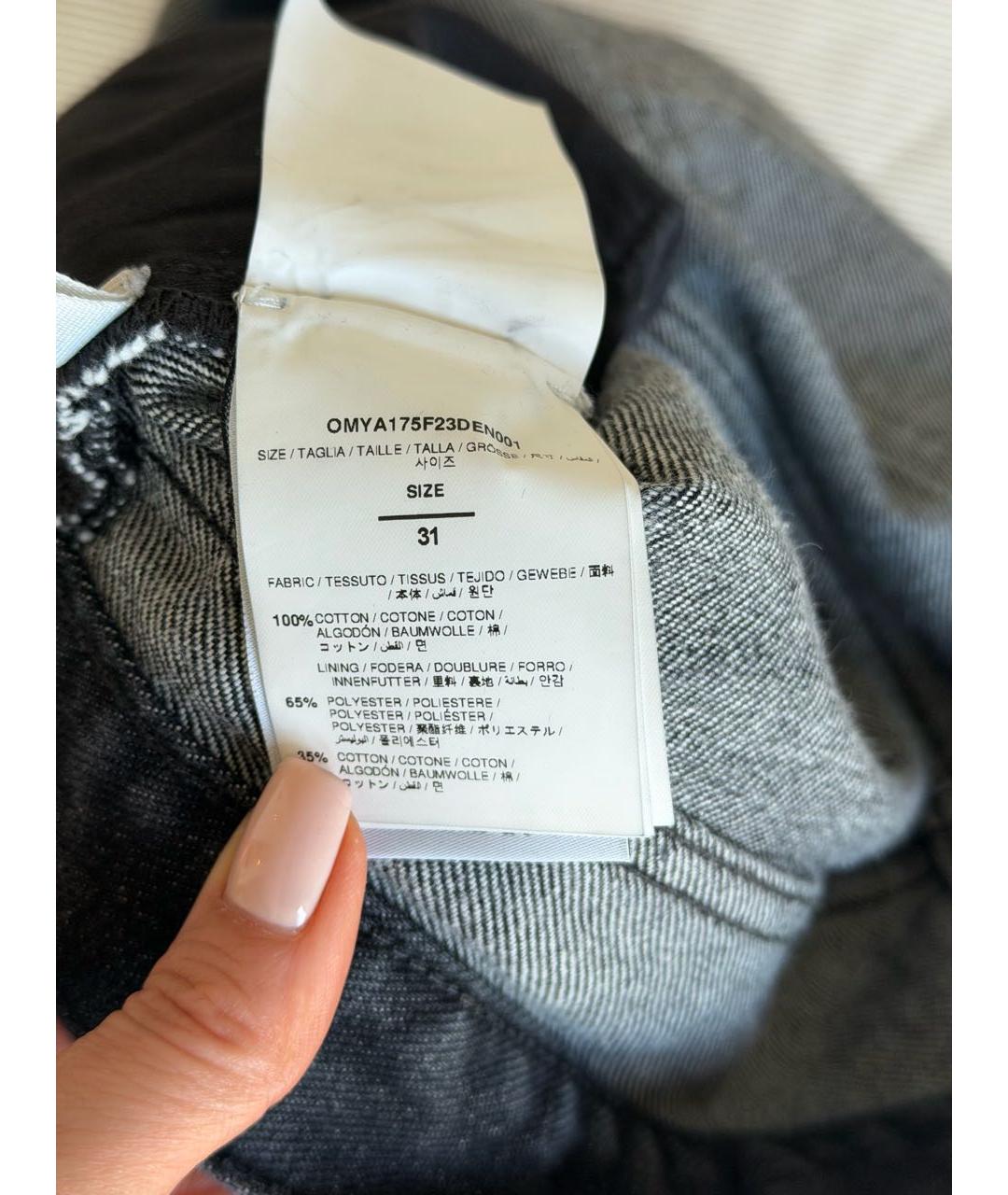 OFF-WHITE Черные хлопковые прямые джинсы, фото 7