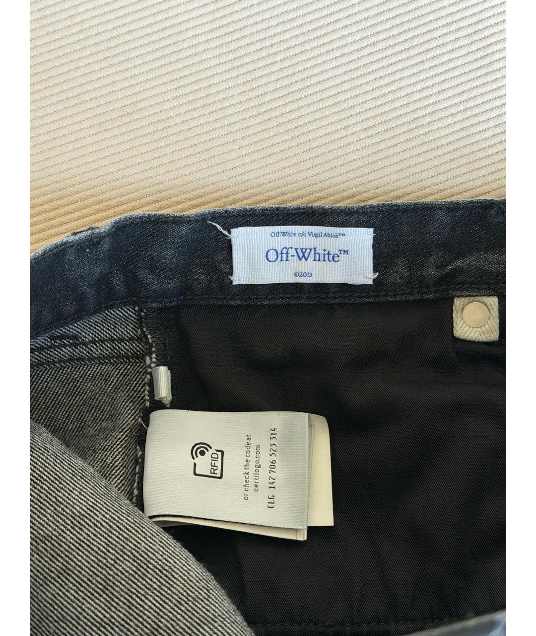 OFF-WHITE Черные хлопковые прямые джинсы, фото 5
