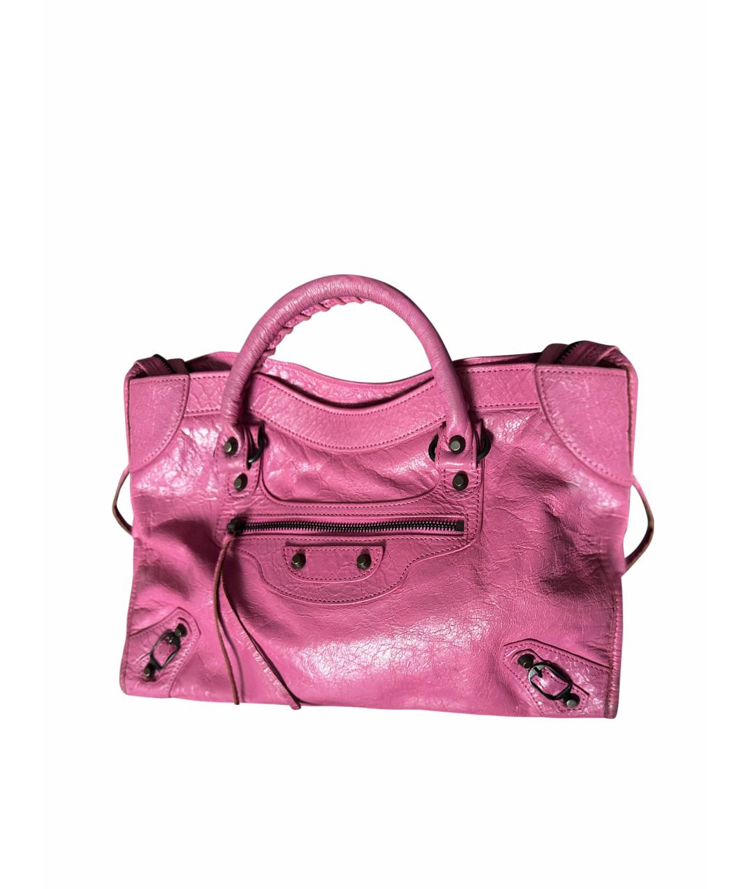 BALENCIAGA Розовая кожаная сумка с короткими ручками, фото 1