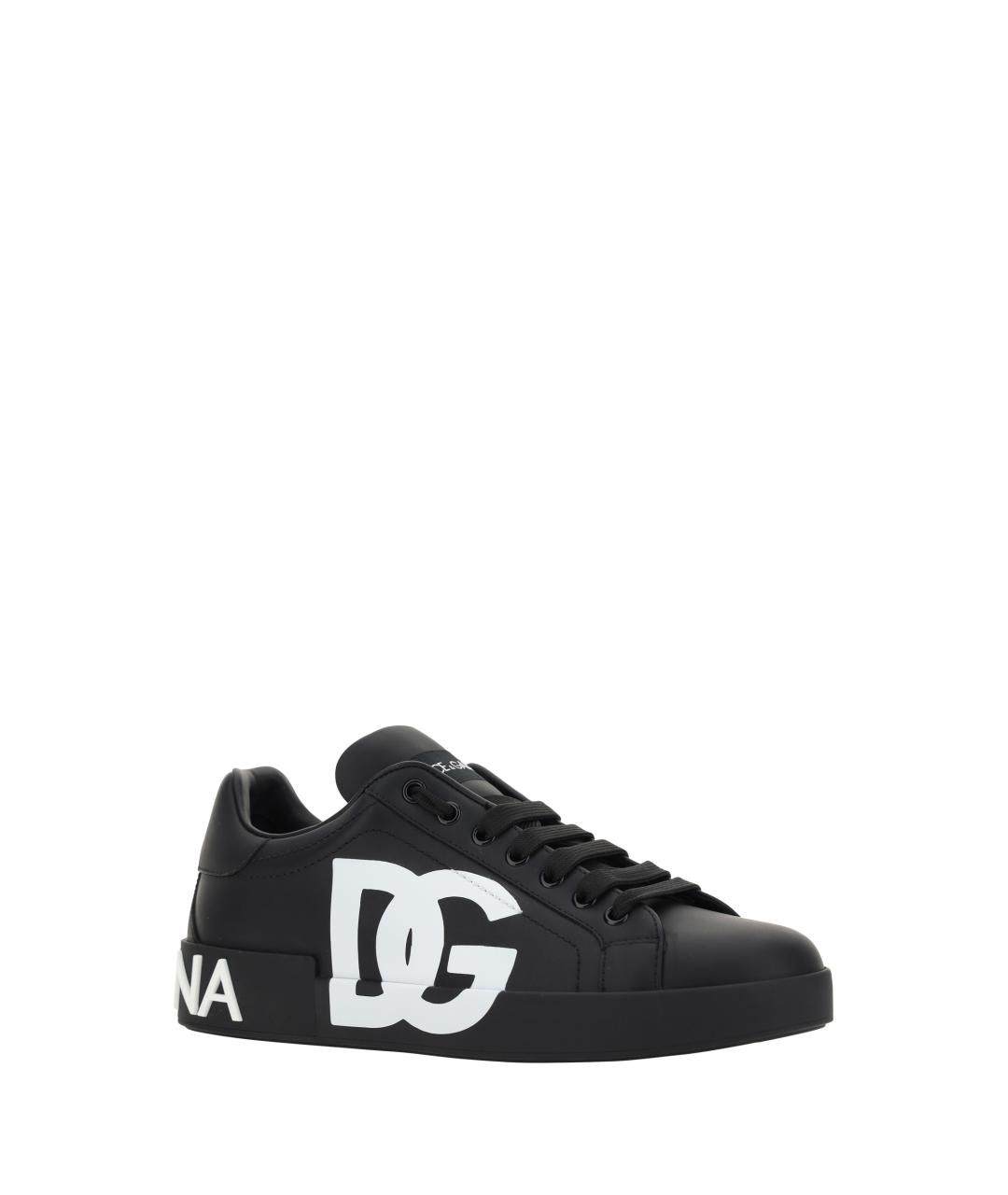 DOLCE&GABBANA Черные кожаные низкие кроссовки / кеды, фото 2