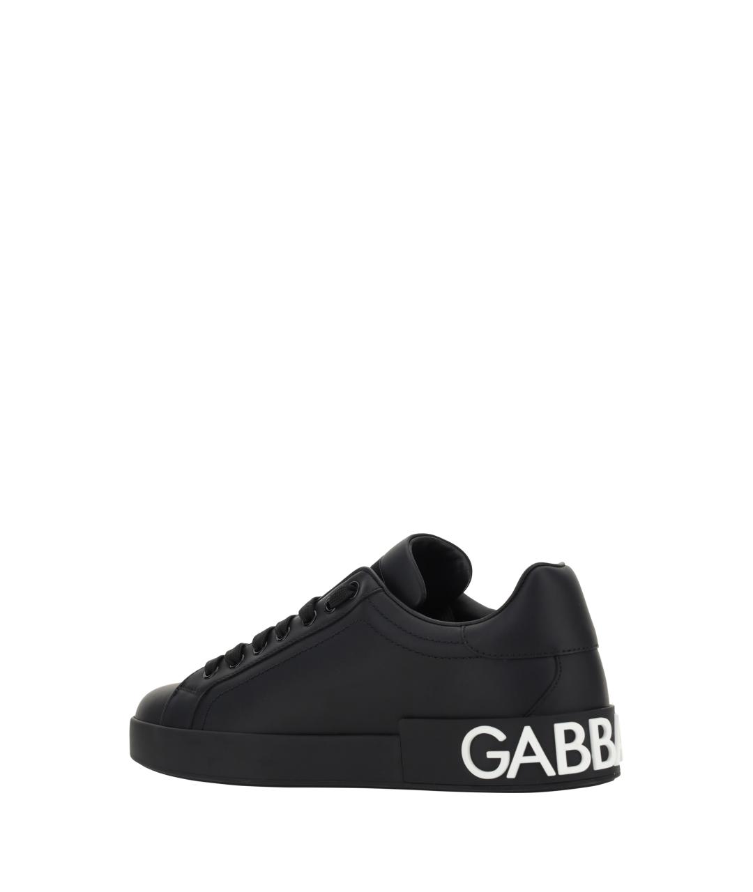 DOLCE&GABBANA Черные кожаные низкие кроссовки / кеды, фото 3