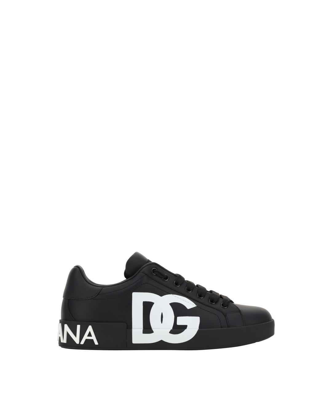 DOLCE&GABBANA Черные кожаные низкие кроссовки / кеды, фото 1