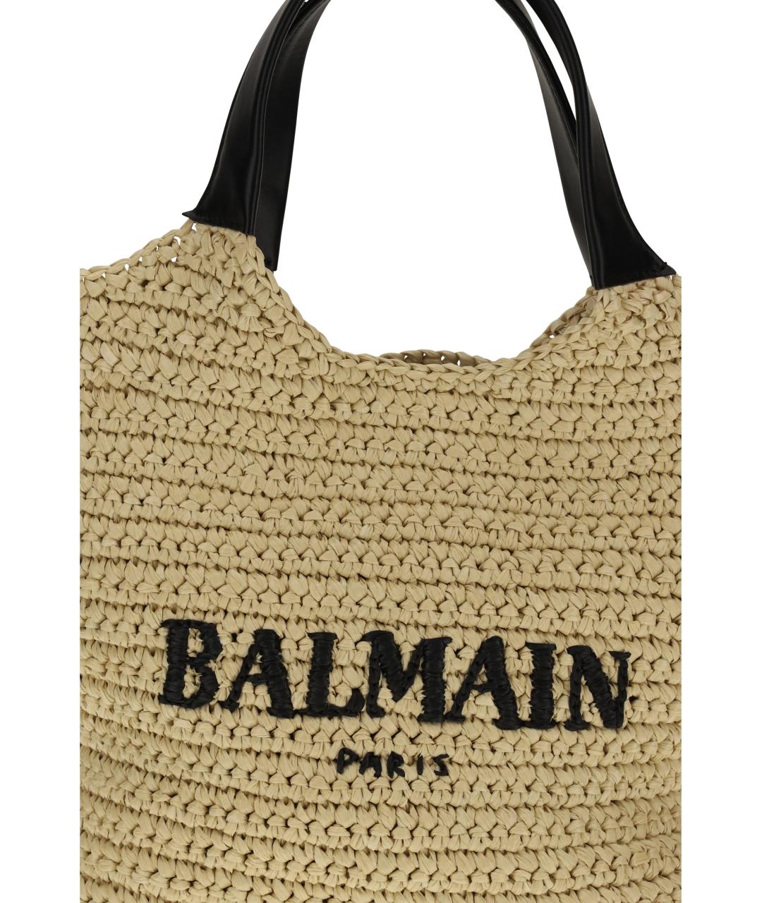 BALMAIN Бежевая синтетическая сумка через плечо, фото 4