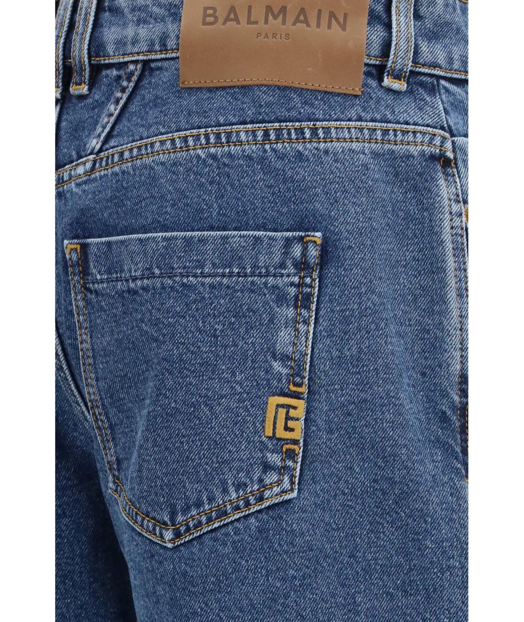 BALMAIN Темно-синие хлопковые прямые джинсы, фото 3