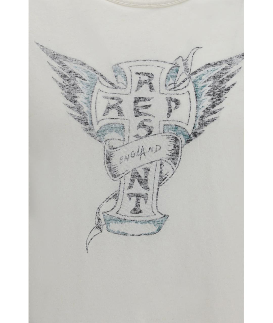 REPRESENT Белая хлопковая футболка, фото 3