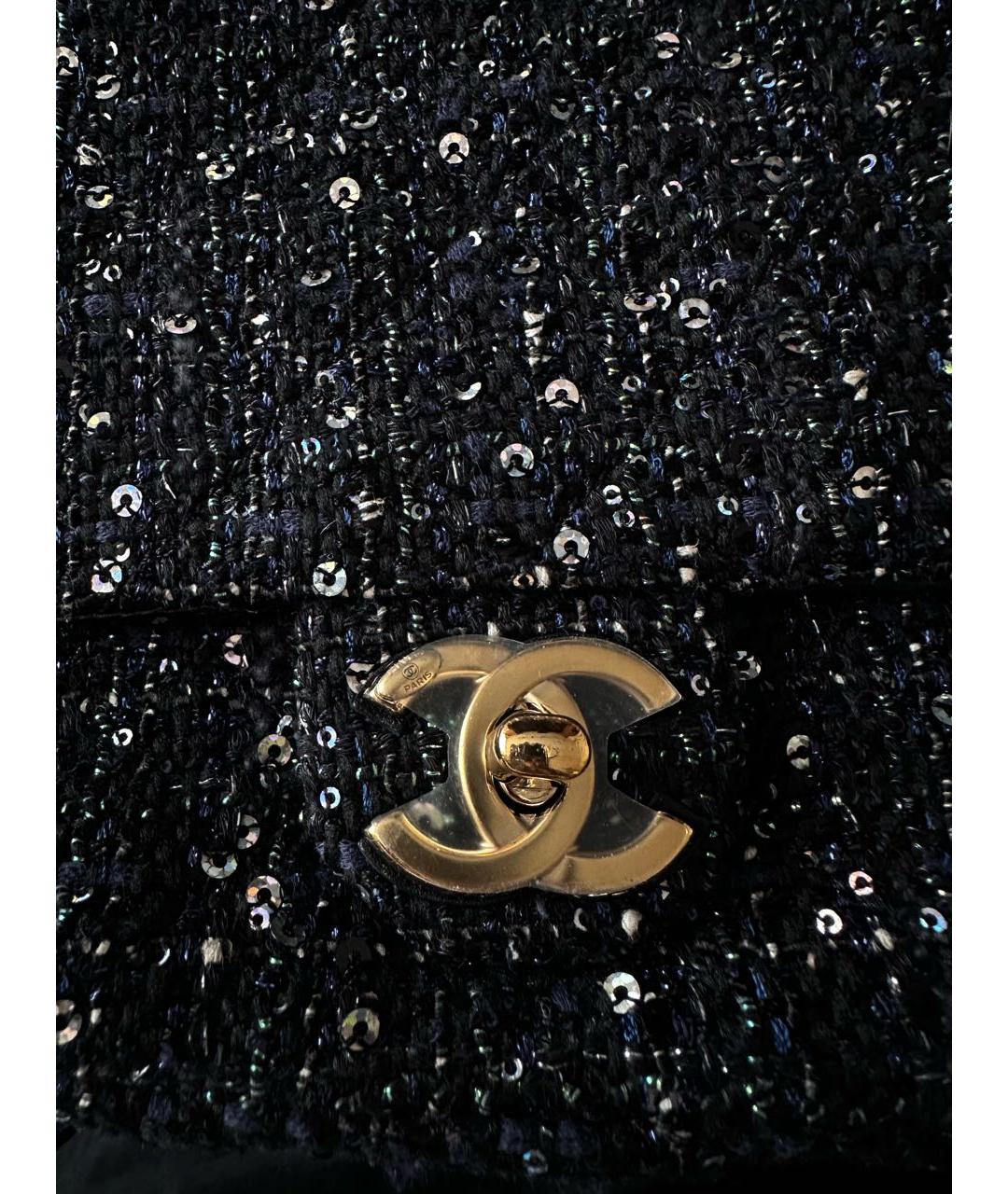 CHANEL Темно-синяя твидовая сумка через плечо, фото 2