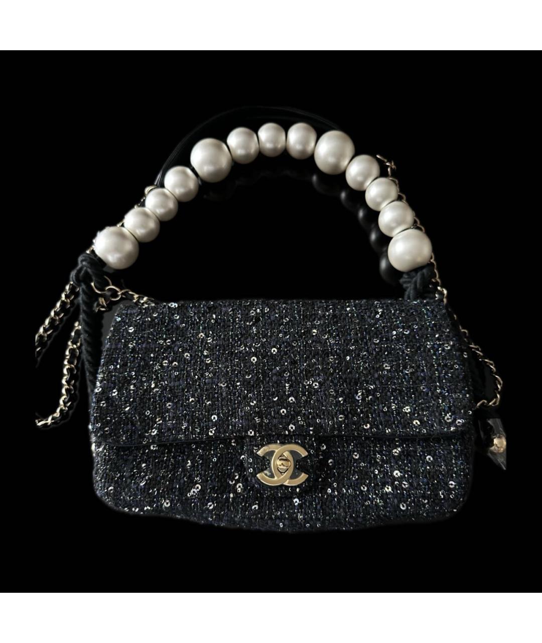 CHANEL Темно-синяя твидовая сумка через плечо, фото 8