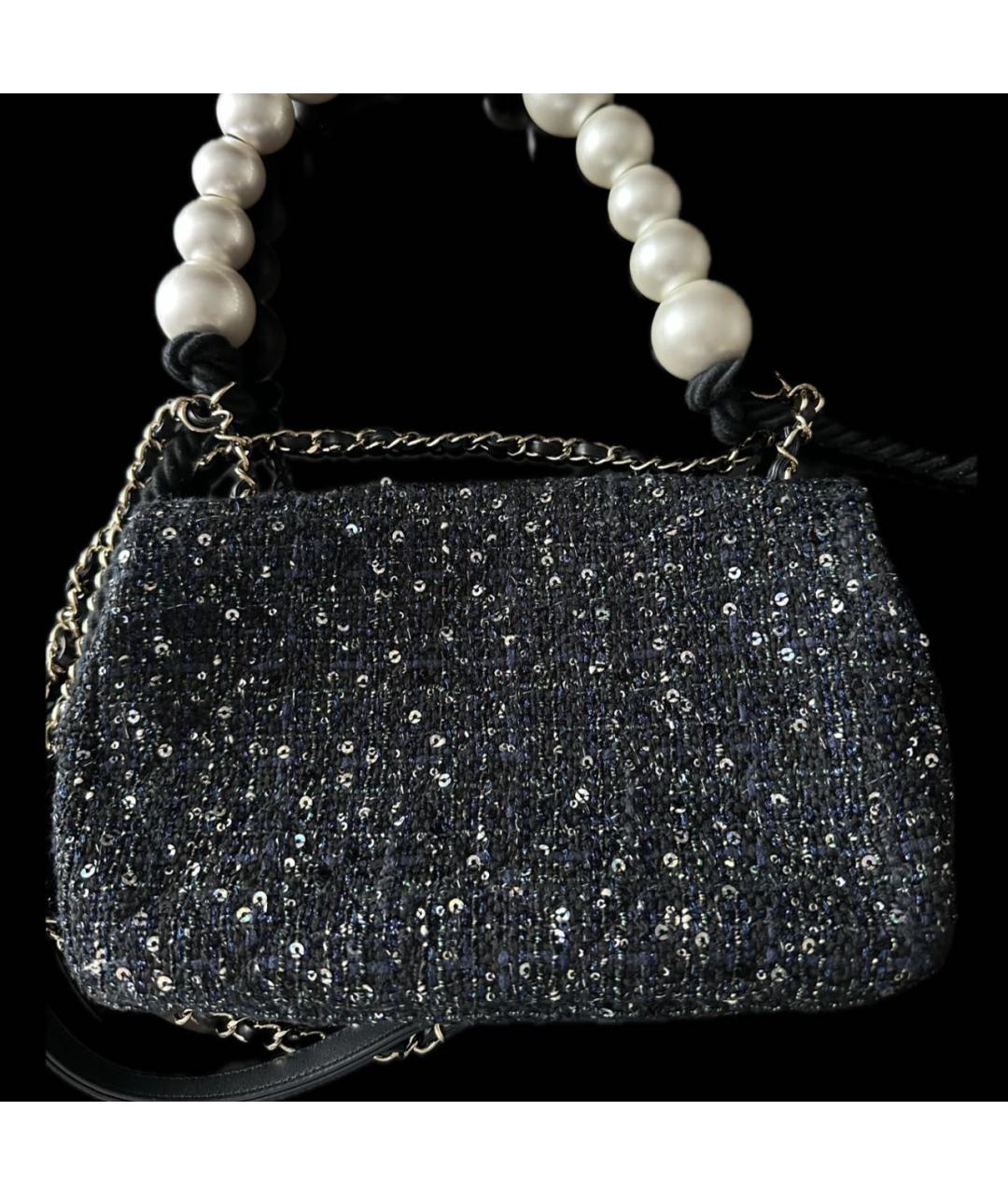 CHANEL Темно-синяя твидовая сумка через плечо, фото 3
