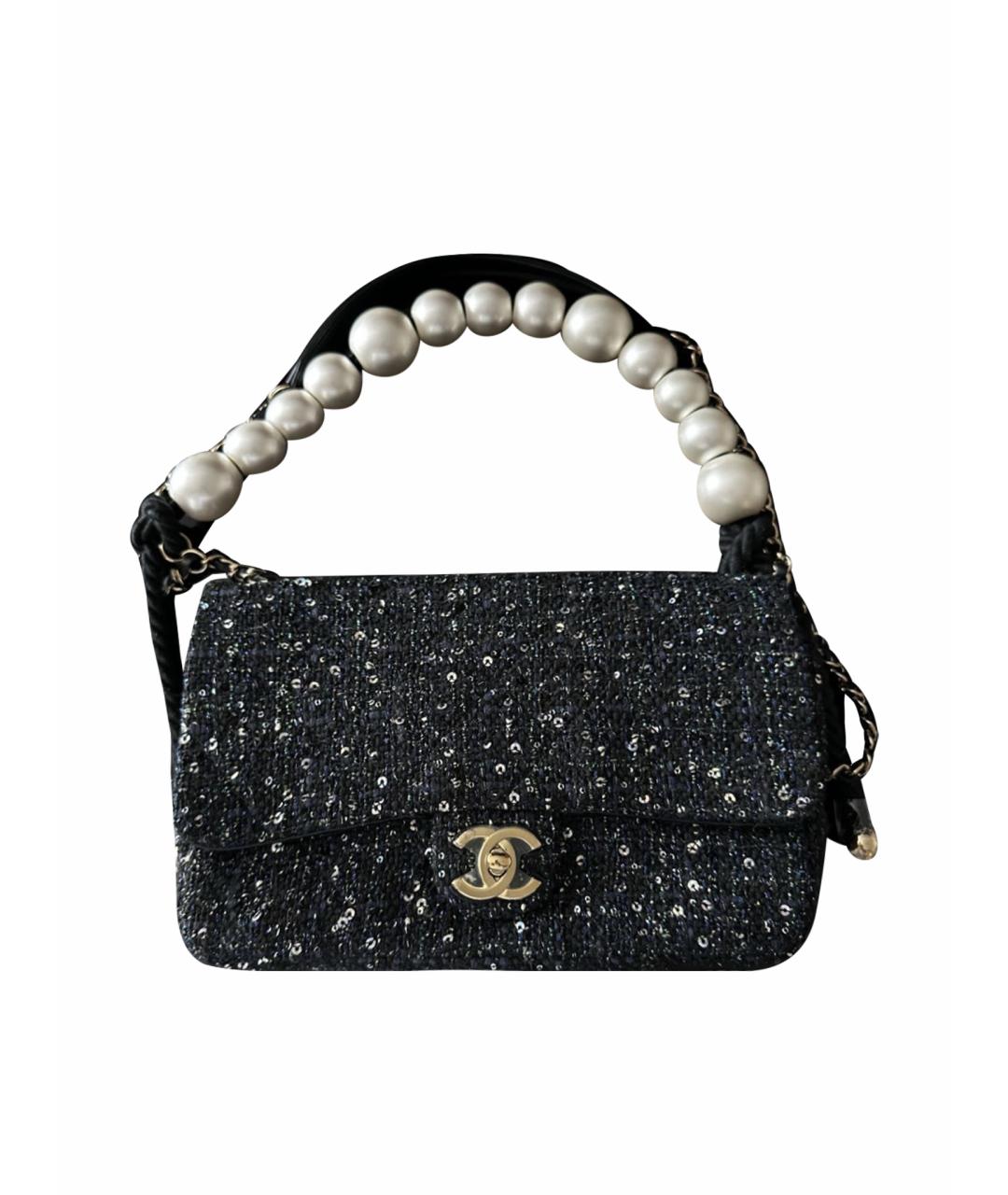 CHANEL Темно-синяя твидовая сумка через плечо, фото 1