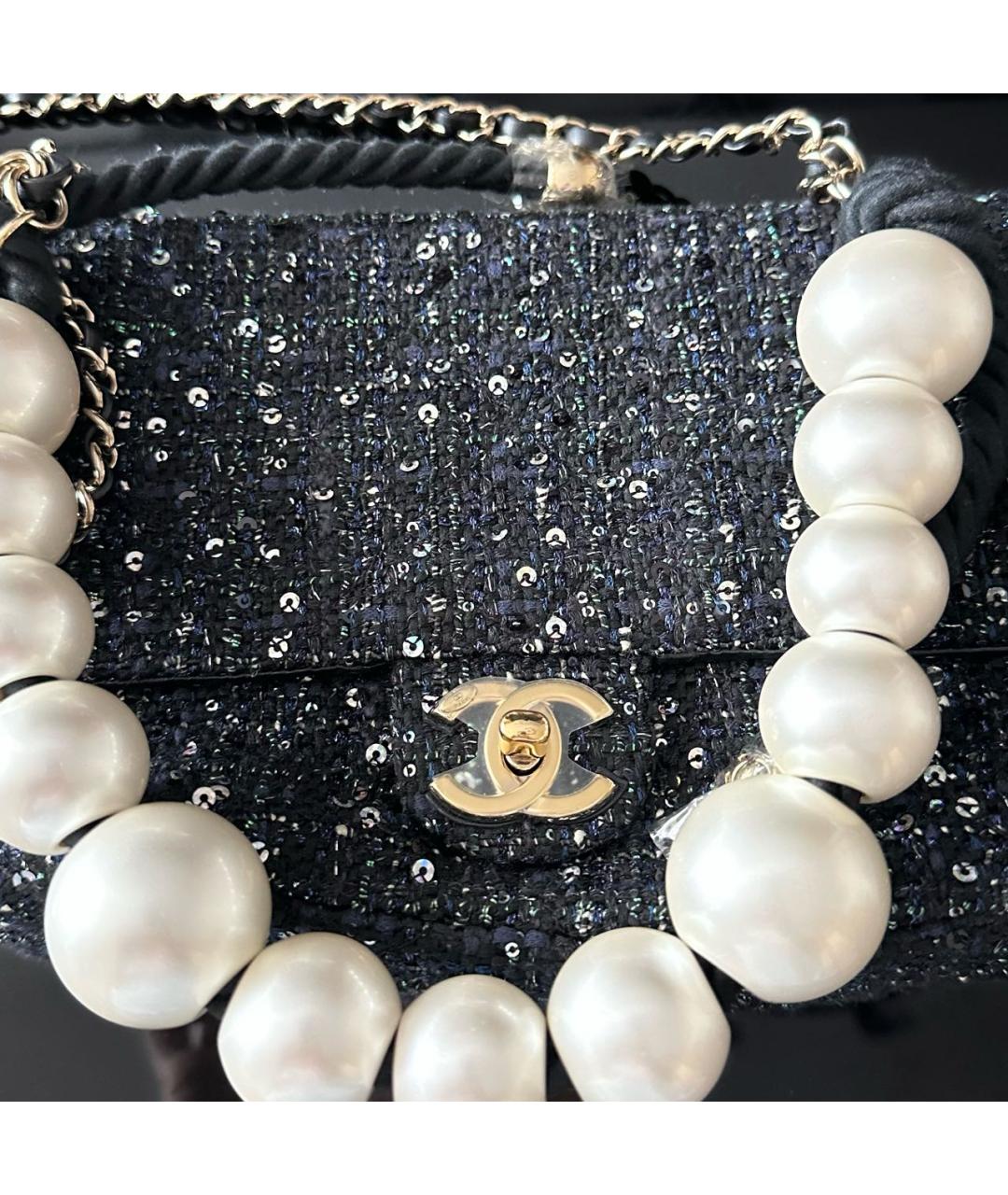 CHANEL Темно-синяя твидовая сумка через плечо, фото 6
