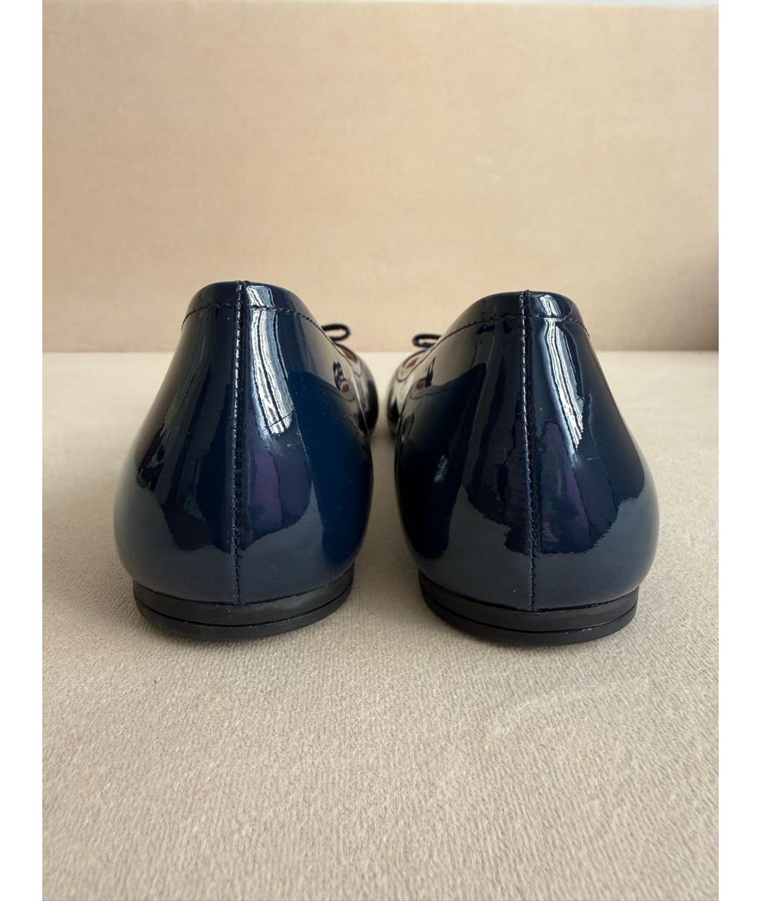 PRADA Темно-синие балетки из лакированной кожи, фото 4