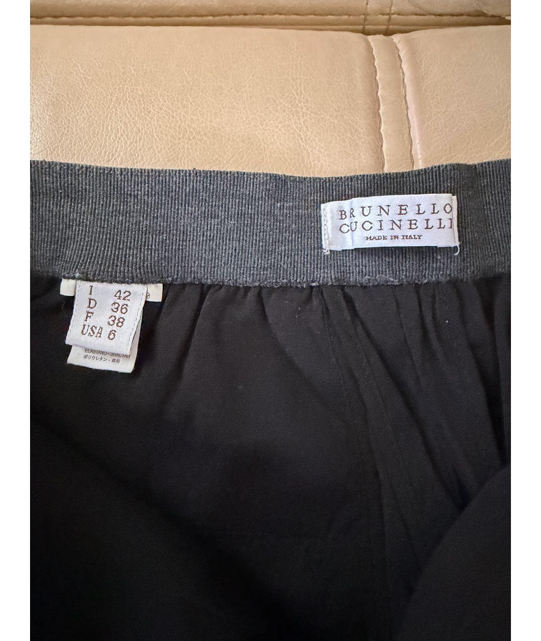 BRUNELLO CUCINELLI Черные шелковые брюки узкие, фото 3