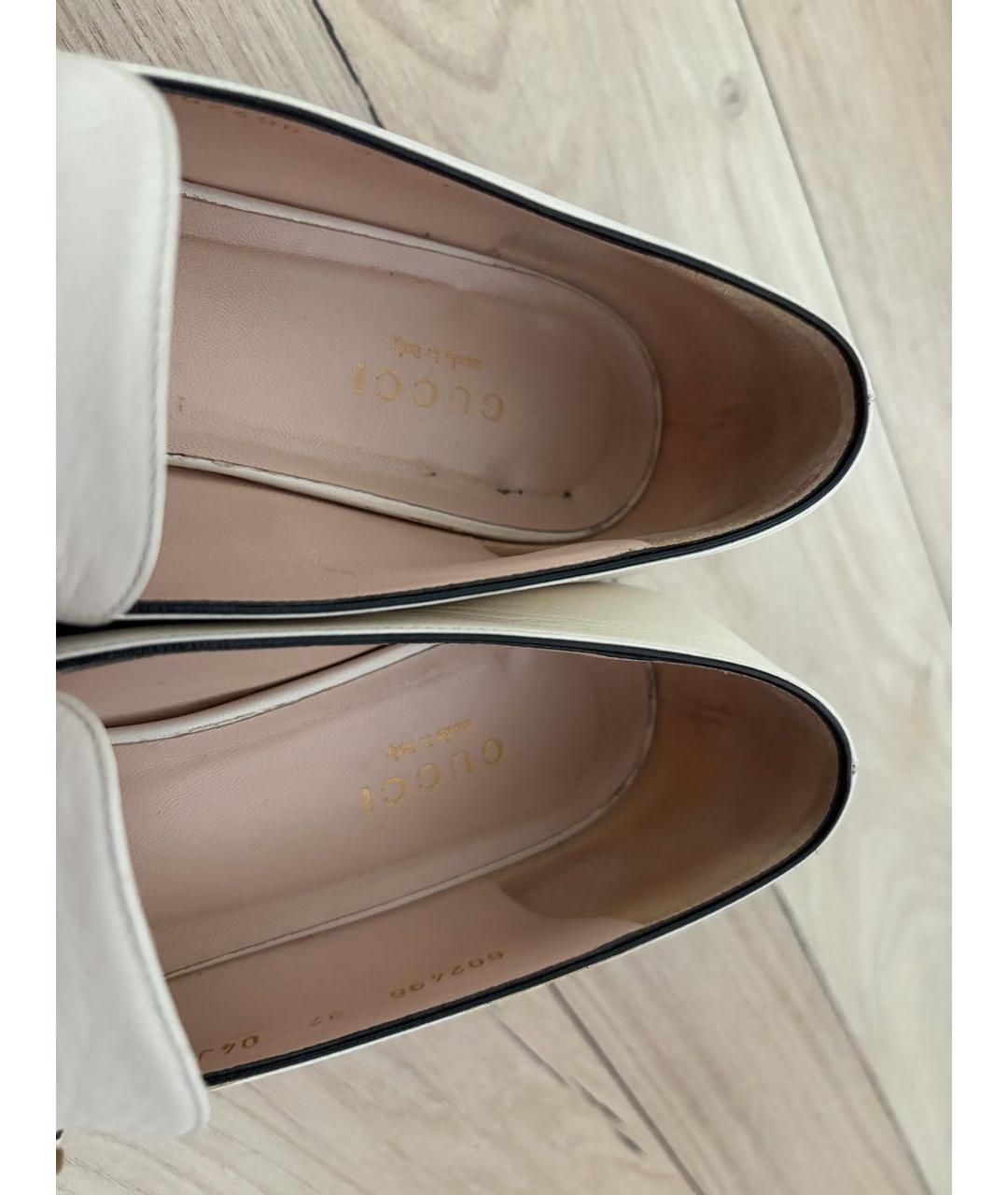 GUCCI Бежевые кожаные лоферы, фото 7