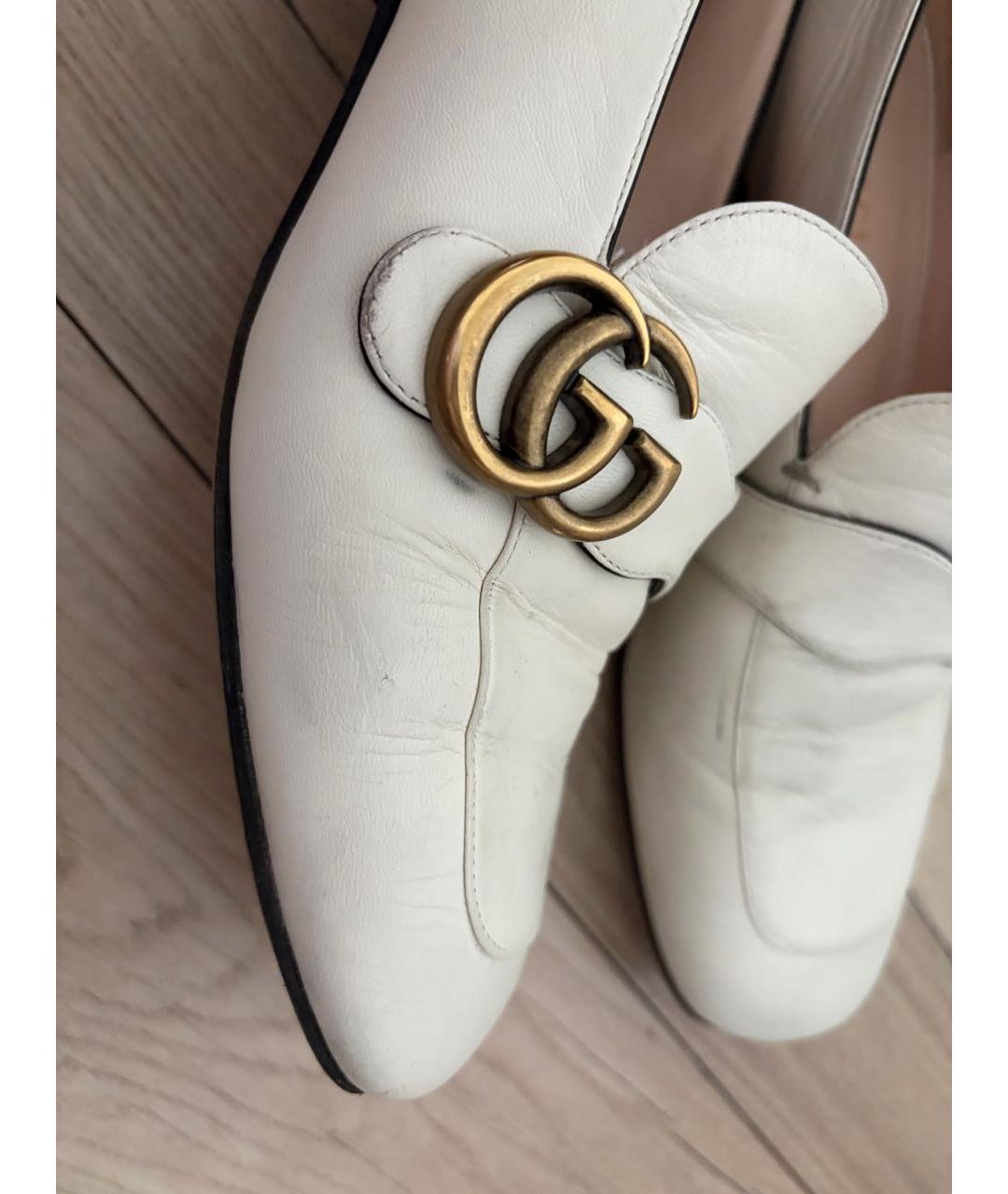 GUCCI Бежевые кожаные лоферы, фото 8