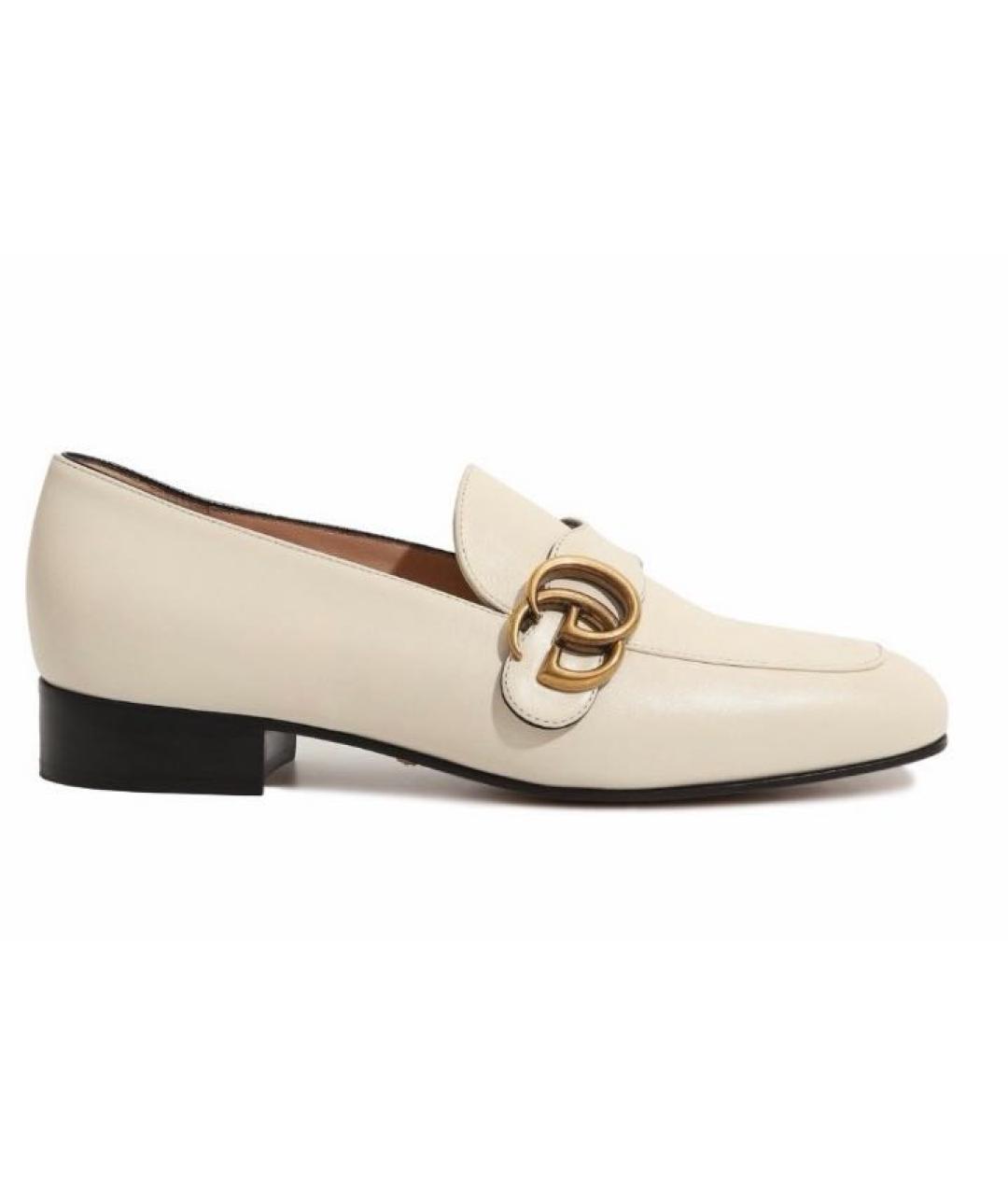 GUCCI Бежевые кожаные лоферы, фото 9