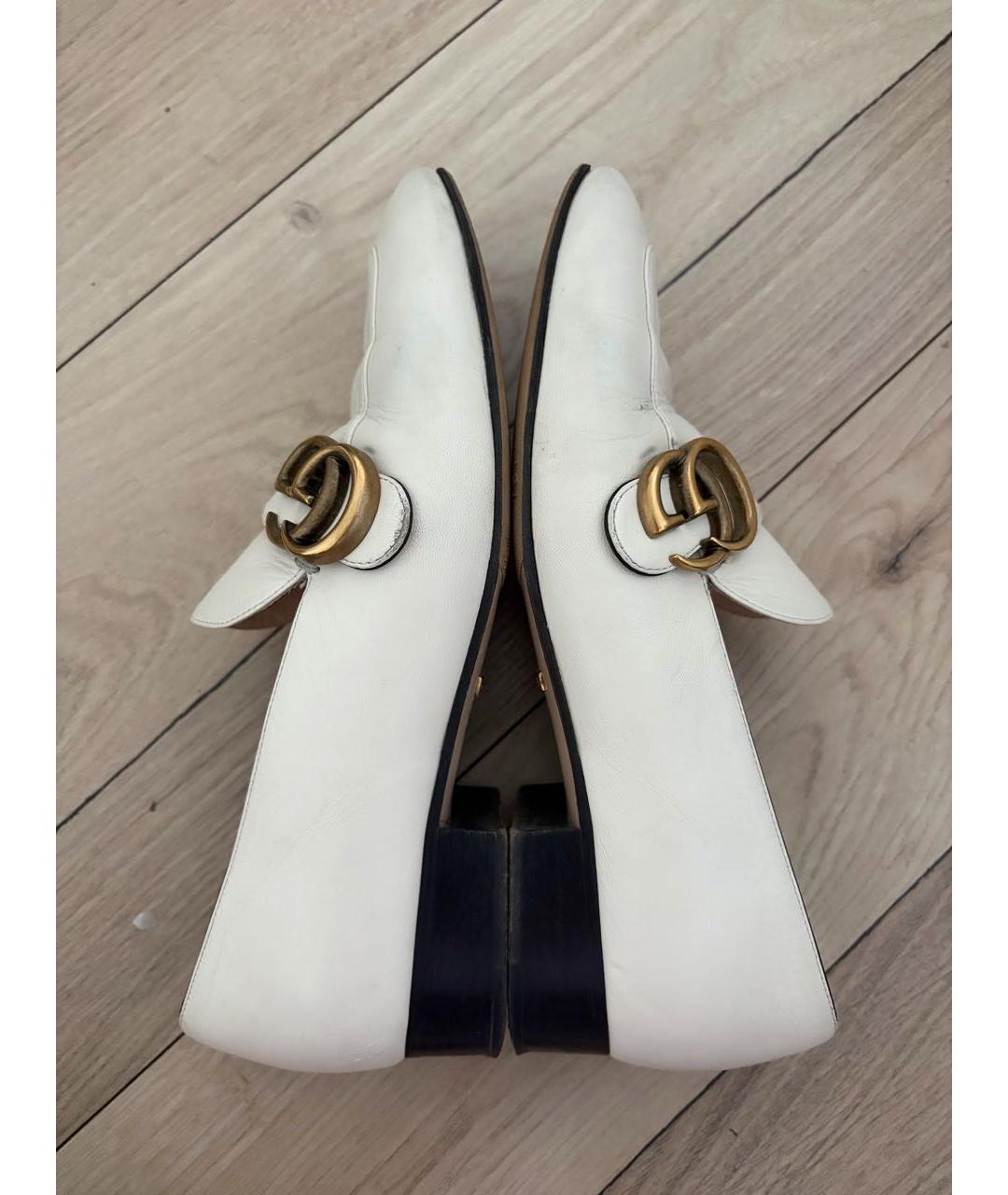 GUCCI Бежевые кожаные лоферы, фото 3