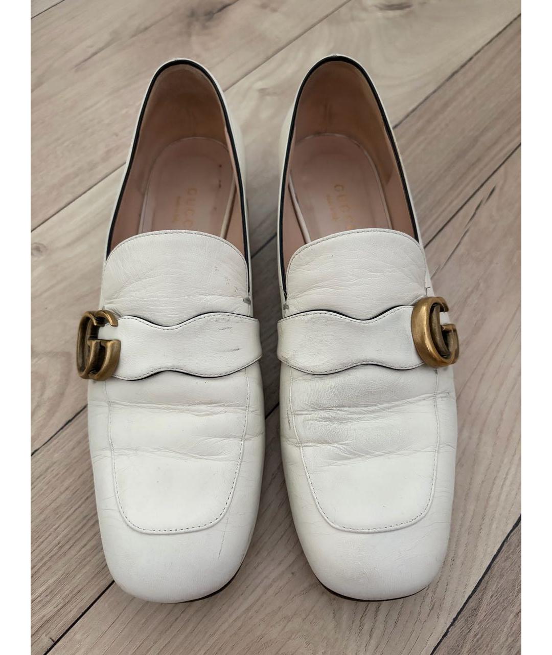GUCCI Бежевые кожаные лоферы, фото 2