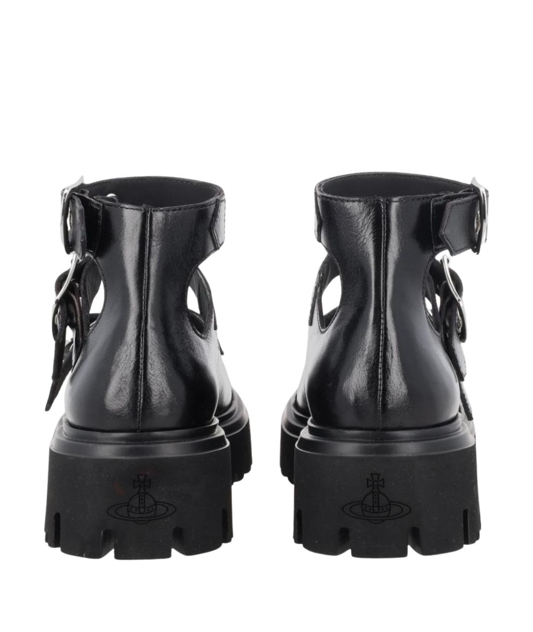 VIVIENNE WESTWOOD Черные кожаные босоножки, фото 4