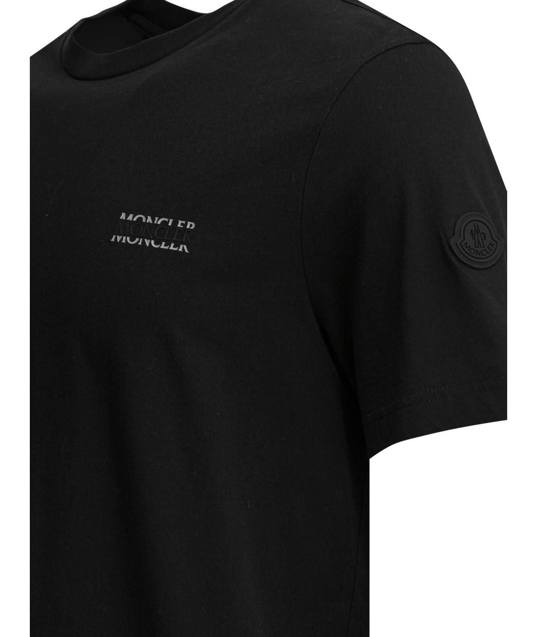 MONCLER Черная хлопковая футболка, фото 4