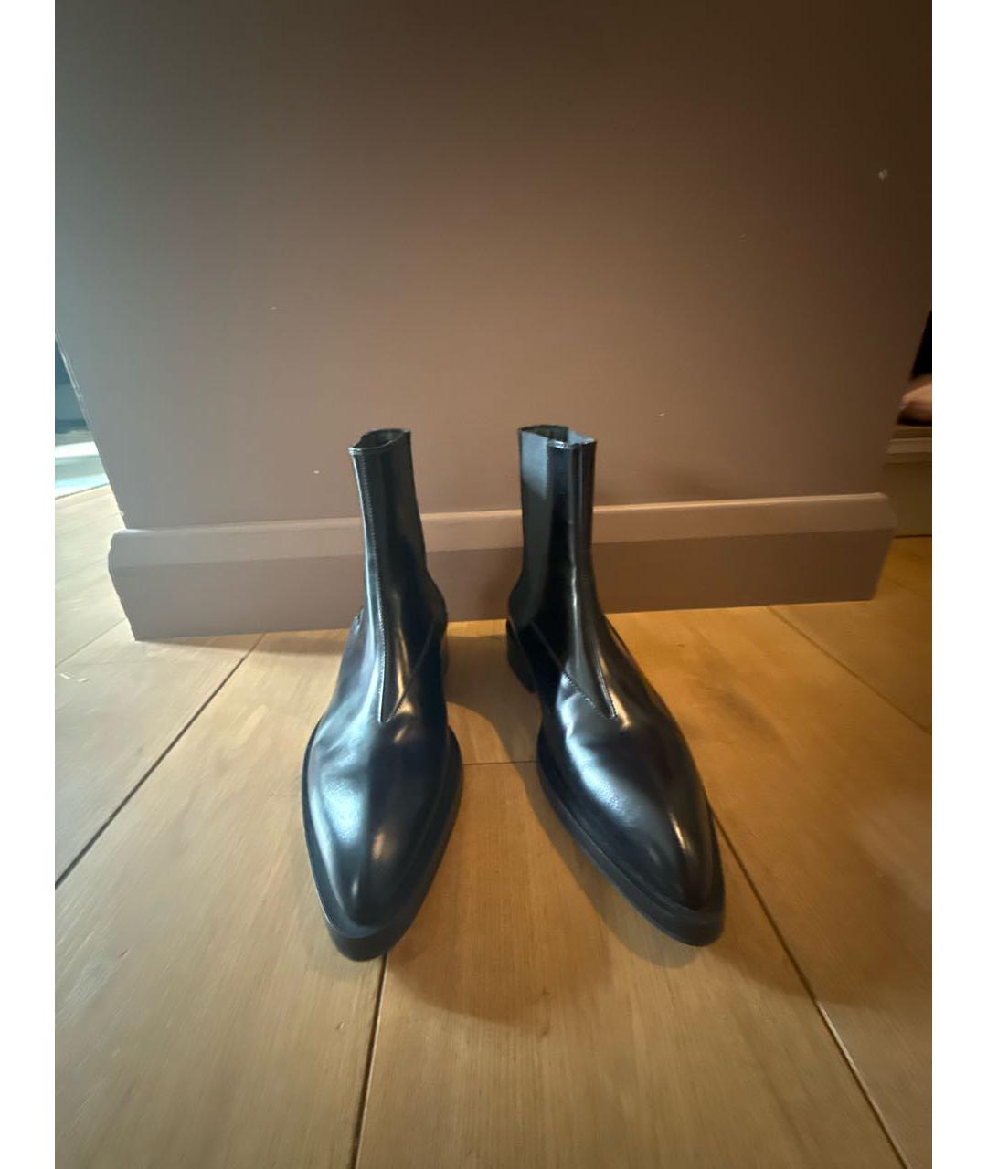 JIL SANDER Черные кожаные ботинки, фото 2