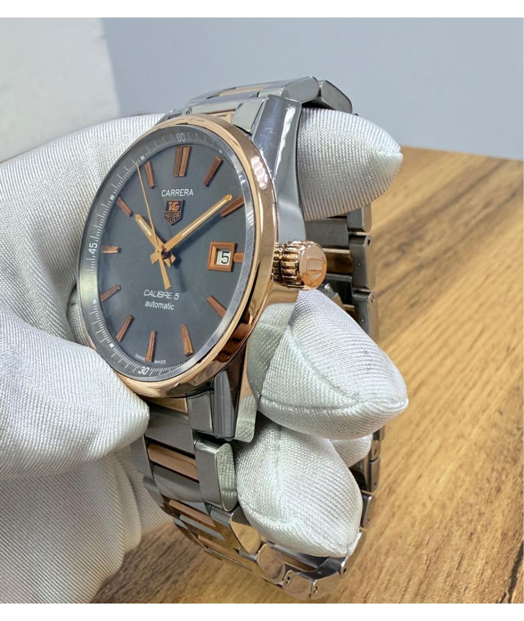 TAG HEUER Белые часы из золота и стали, фото 6