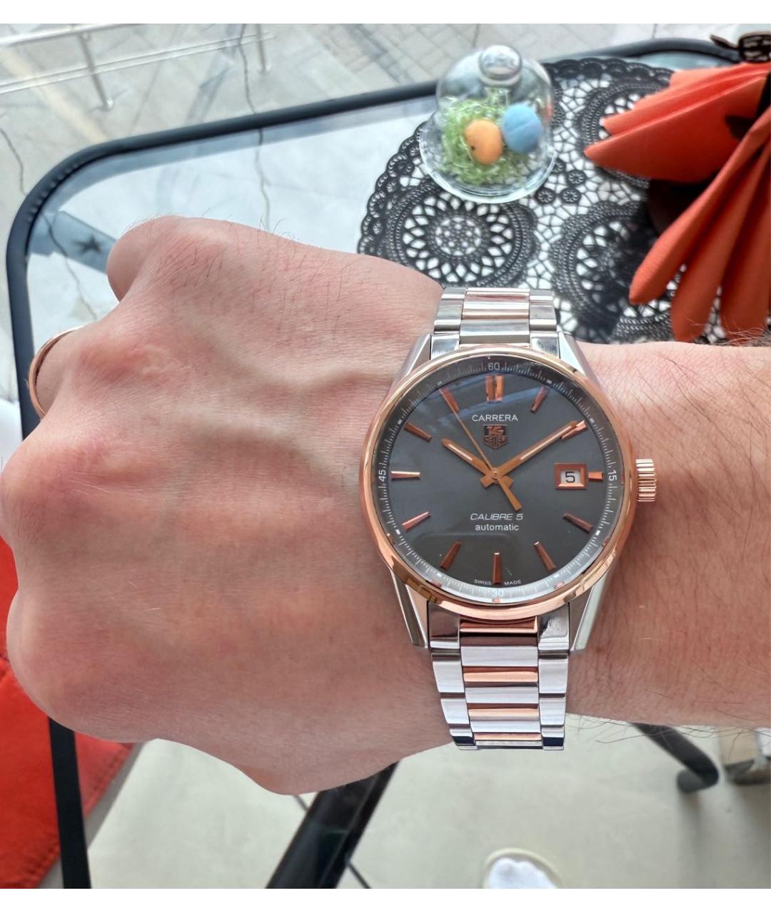 TAG HEUER Белые часы из золота и стали, фото 5