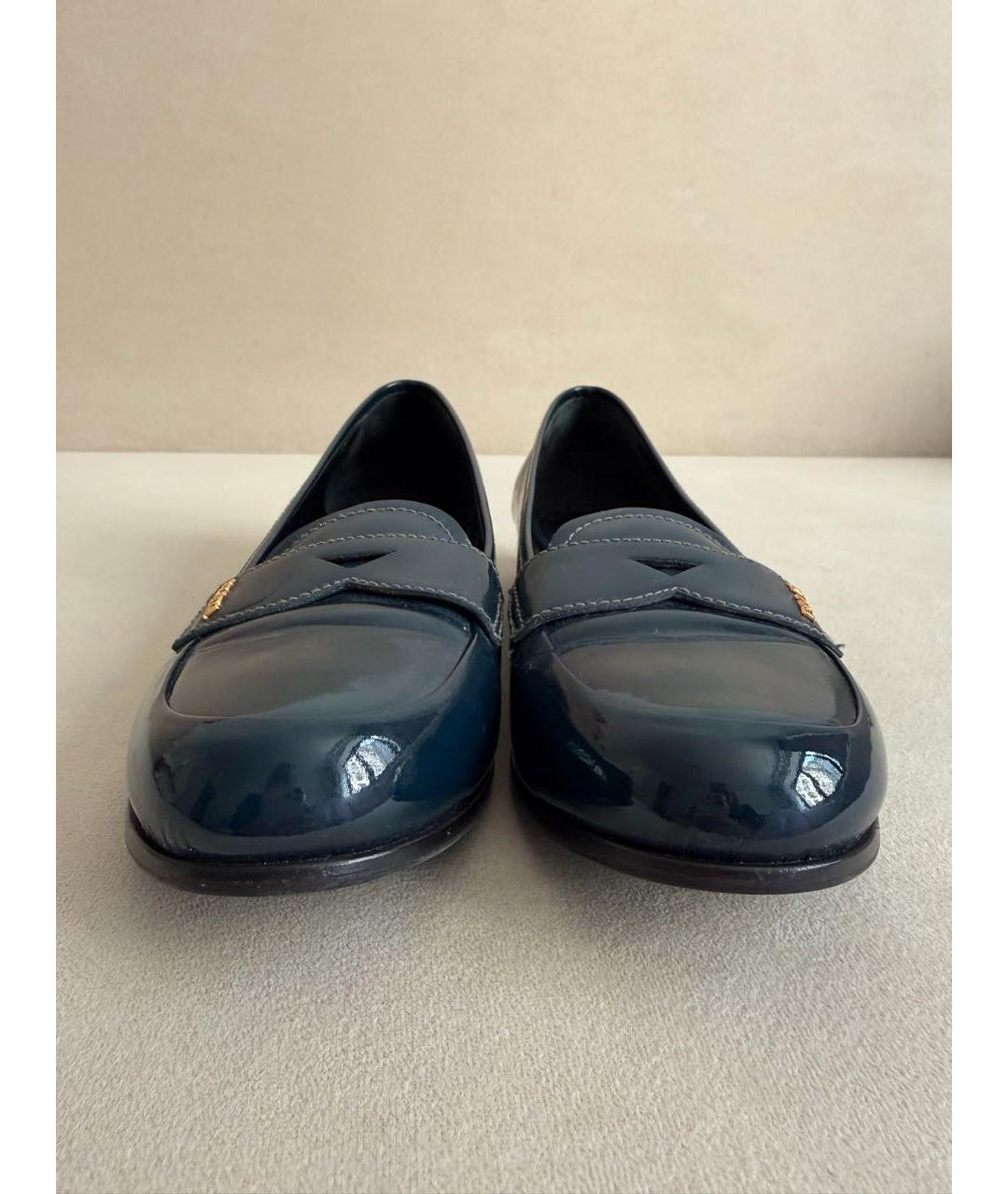 PRADA Темно-синие лоферы из лакированной кожи, фото 2