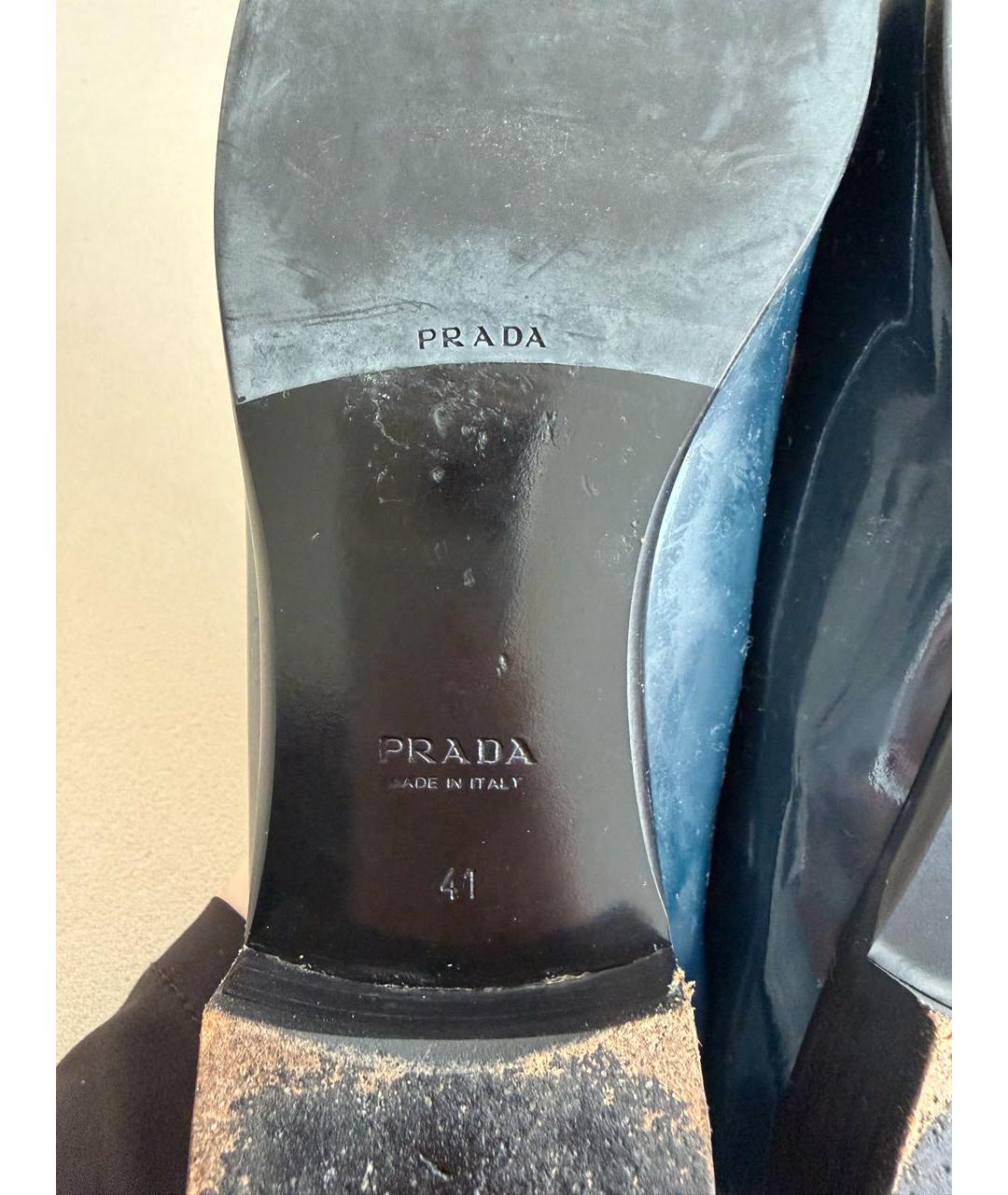 PRADA Темно-синие лоферы из лакированной кожи, фото 6