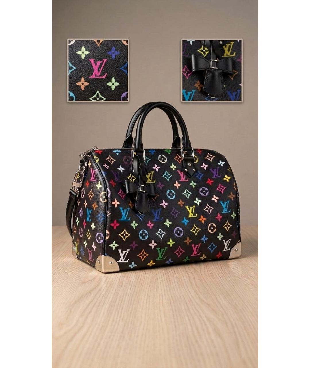 LOUIS VUITTON Черная кожаная сумка с короткими ручками, фото 2