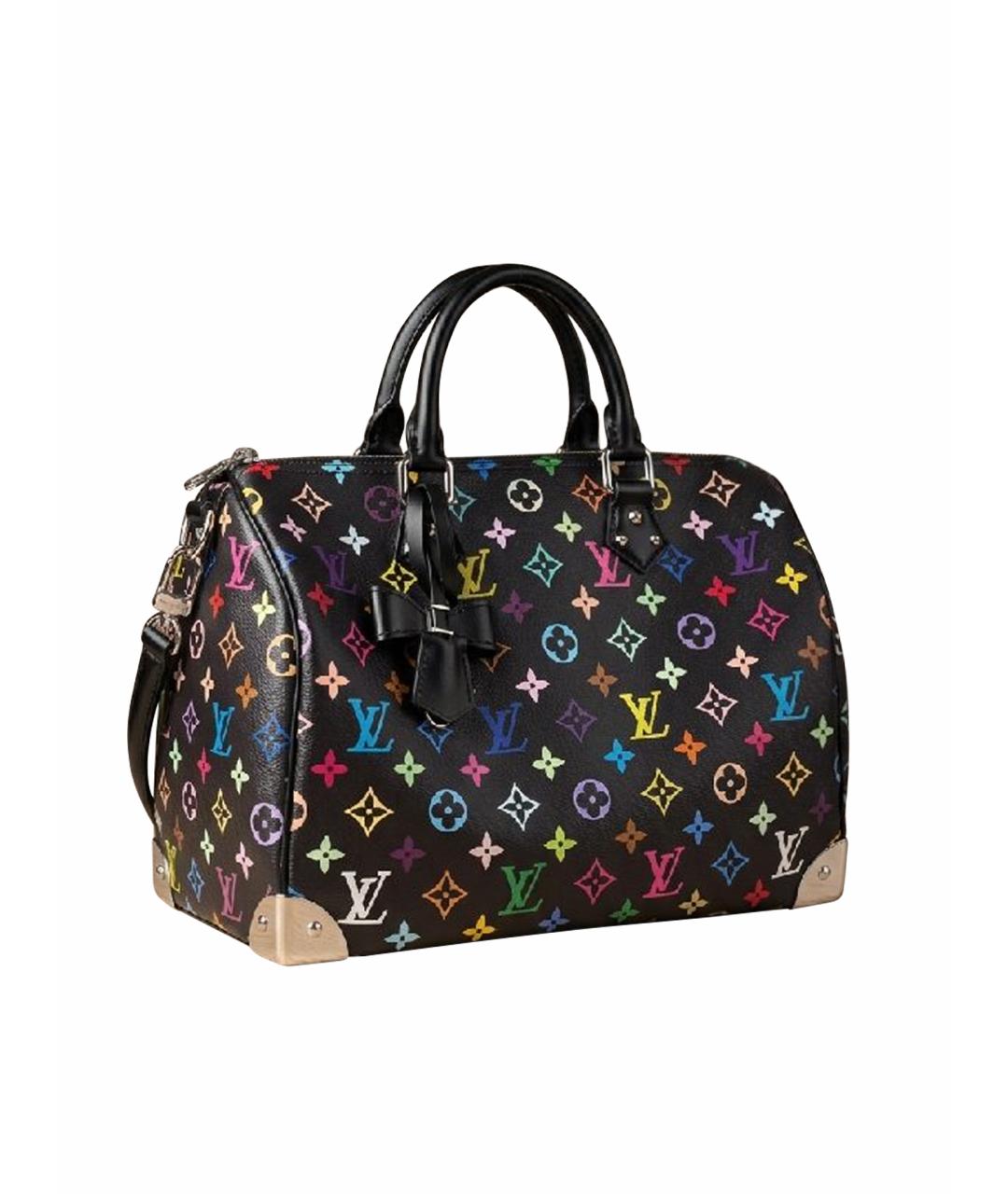 LOUIS VUITTON Черная кожаная сумка с короткими ручками, фото 1