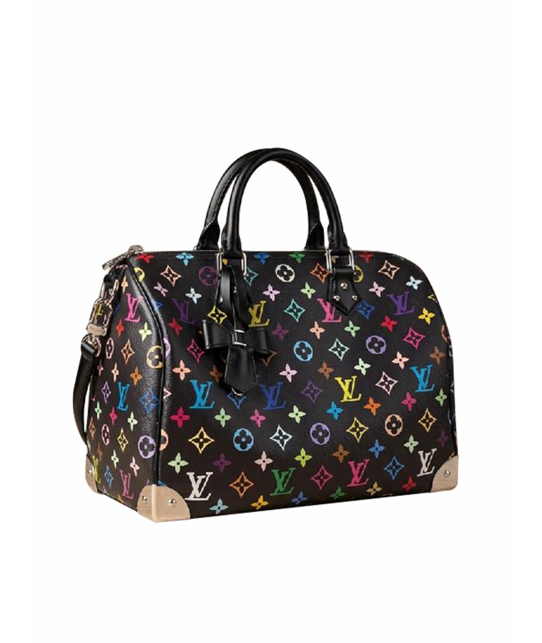 LOUIS VUITTON Черная кожаная сумка с короткими ручками, фото 3