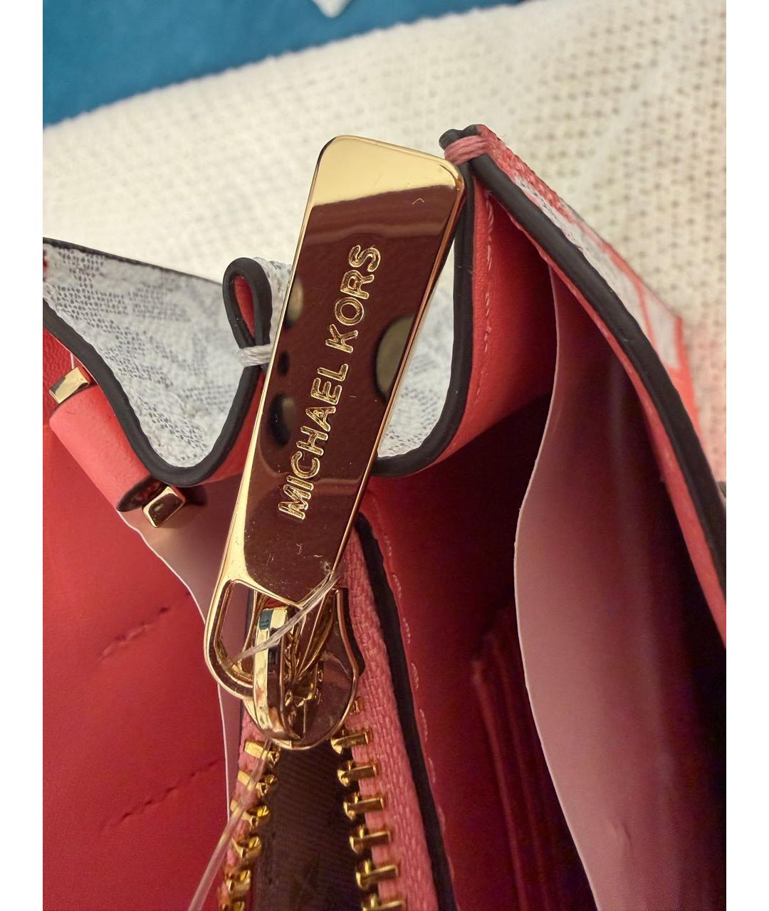 MICHAEL KORS Коралловая кожаная сумка с короткими ручками, фото 6