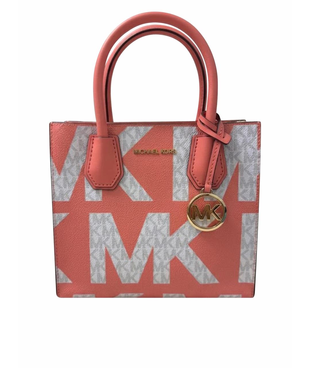 MICHAEL KORS Коралловая кожаная сумка с короткими ручками, фото 1