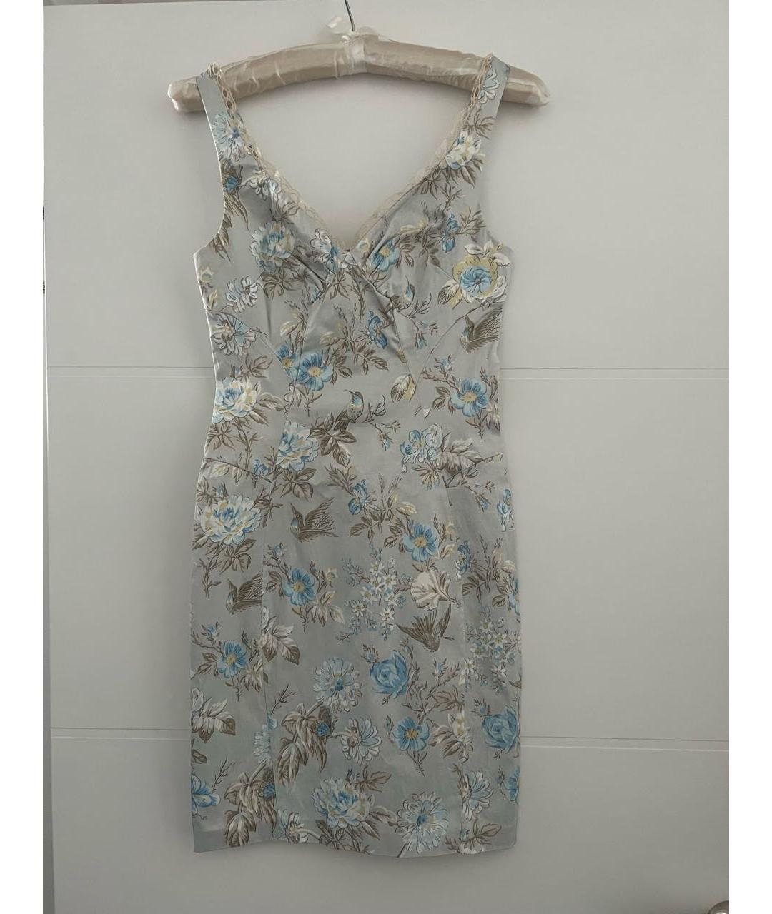 DOLCE&GABBANA Голубое хлопковое коктейльное платье, фото 5