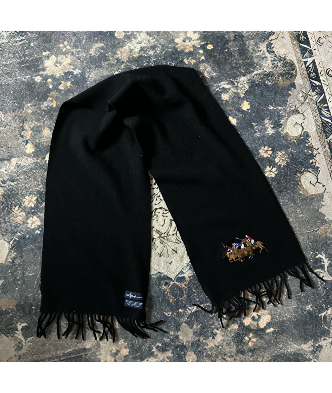 POLO RALPH LAUREN Черный шерстяной шарф, фото 4