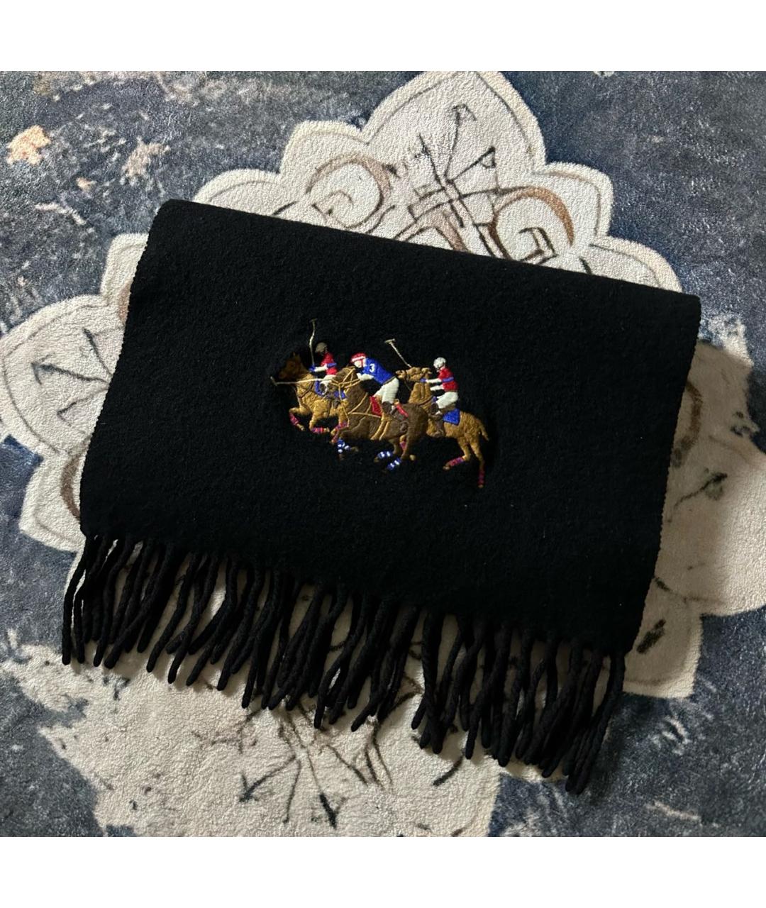 POLO RALPH LAUREN Черный шерстяной шарф, фото 2