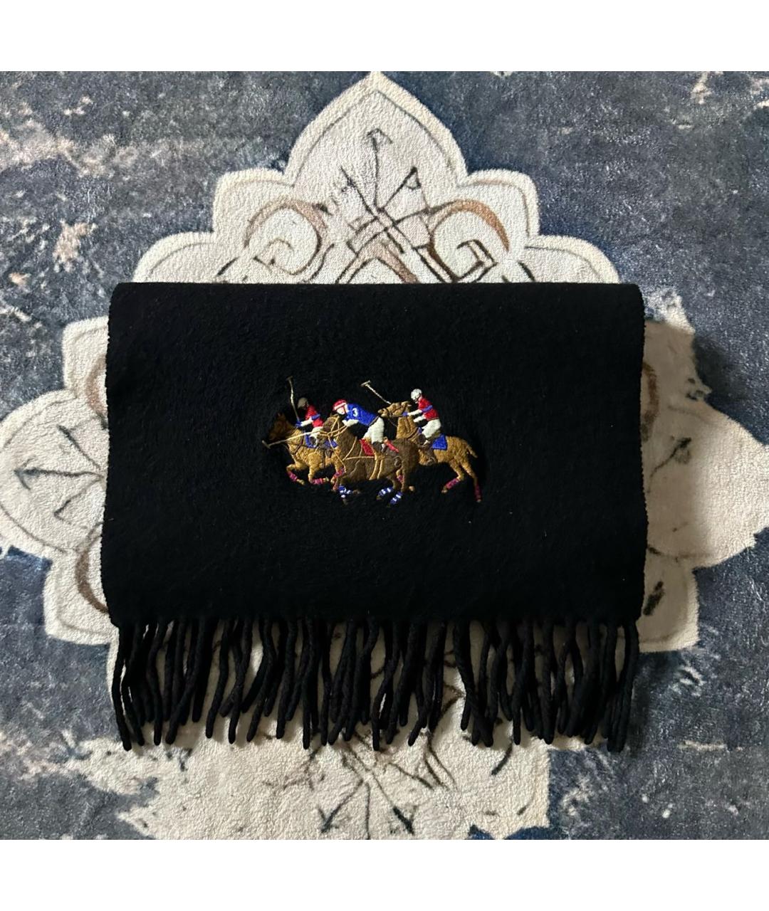 POLO RALPH LAUREN Черный шерстяной шарф, фото 6