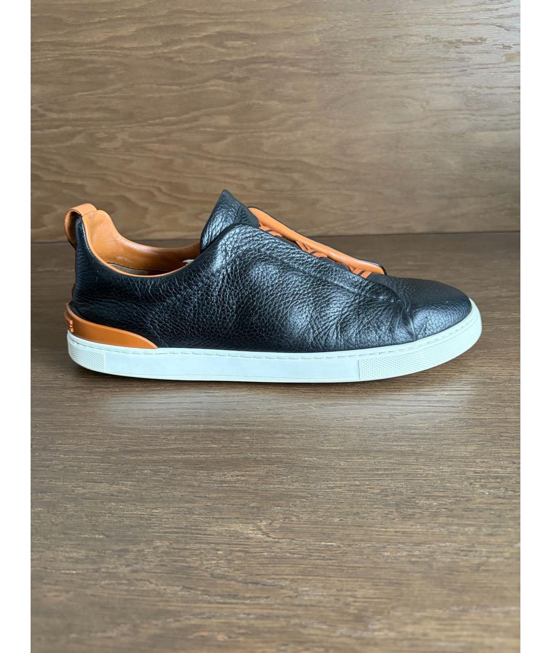 ZEGNA Черные кожаные слипоны, фото 5