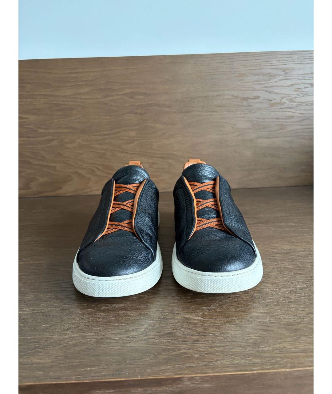 ZEGNA Черные кожаные слипоны, фото 2