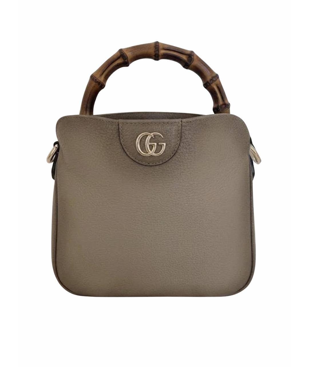 GUCCI Бежевая кожаная сумка с короткими ручками, фото 1